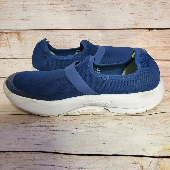OOFOS Womens US 11 EU 42 OOMG Navy/White Mesh Low Recovery Slip-On Shoes - Picture 7 of 13